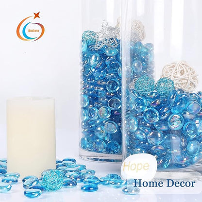 11LB Fire Glass Beads and Marbles for Outdoor Fire Pit and Fireplace, Glass Gemstones for Vase Filler, Aquariums, Hydroponics Plants, Home Decor and Christmas DIY Craft, Turquoise