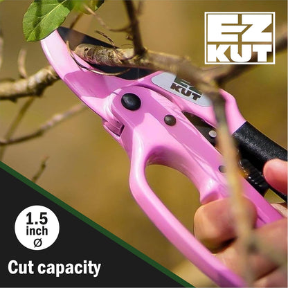 EZ Kut Heavy Duty Pruners Ratchet Hand Pruner with Ratcheting Action Great Garden Hand Tool Clippers Gardening pruners arthritis tools Ratcheting Anvil Hand Pruner Pruning Shears Heavy Duty Since 1988