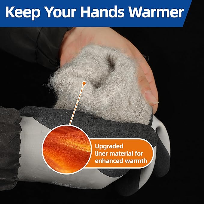 Schwer 2 Pairs 100% Waterproof Winter Work Gloves, ANSI A2 Cut Resistant Freezer Gloves for Outdoor Cold Weather Keep Hands Warm, Enhanced Warmth & Durability, for Shoveling Snow, Ice Fishing, XL