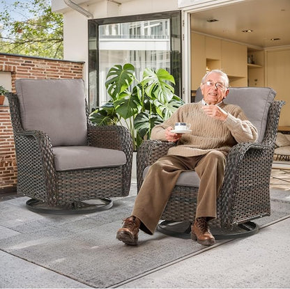 Outdoor Chair Cushions 3 Packs - Outside Durable Thick Replacement Back and Seat Cushion 22x24 with Zipper Cover for Patio Glider Rocking Chairs Loveseat Couch – Grey/Regular