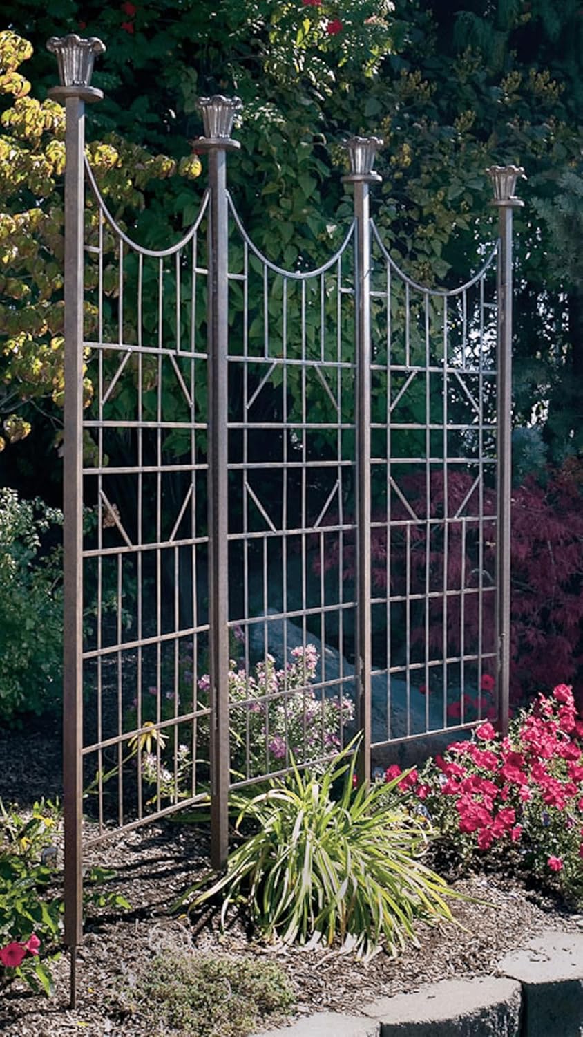 H Potter Large Iron Garden Trellis for Climbing Plants Patio Screen Deck Privacy Fence
