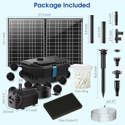 NFESOLAR Solar Fountain Kit, 30W Solar Pond Pump with Pond Filter, 200 GPH Submersible Pump, 4 Sprayers for Outdoor Pond 200-600 Gallons, Fish Tank and Garden Water Features N3213