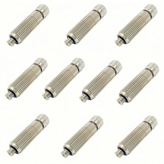 High Pressure Brass Nickel Plated Misting Nozzle for Outdoor Cooling Mist System, 0.5mm Ceramics Orifice, Anti-Drip Cleanable, 10pcs
