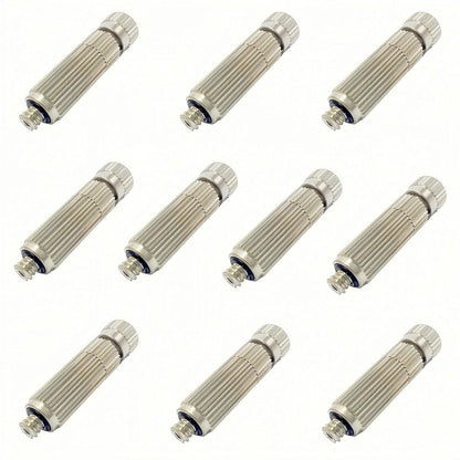 High Pressure Brass Nickel Plated Misting Nozzle for Outdoor Cooling Mist System, 0.7mm Ceramics Orifice, Anti-Drip Cleanable, 10pcs