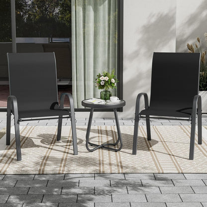 UDPATIO Patio Chairs Set of 2, Stackable Outdoor Dining Chairs with High Back, Breathable Textilene Fabric Outdoor Chair All Weather, 350LBS Capacity for Garden, Backyard (Black)