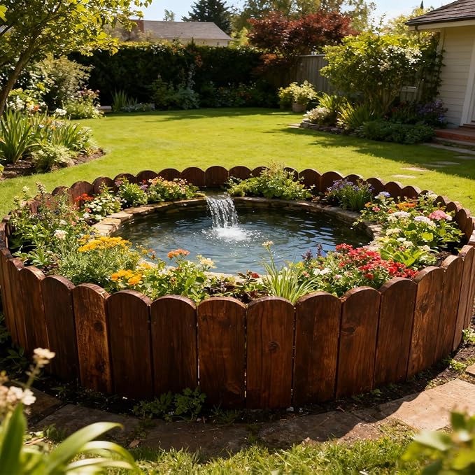 Wood Garden Edging 3 Pack 5.9" H × 47" L Flexible Wooden Garden Fence, Decorative Landscape Edging Border for Flower Beds, Lawns, Pathway, Yard