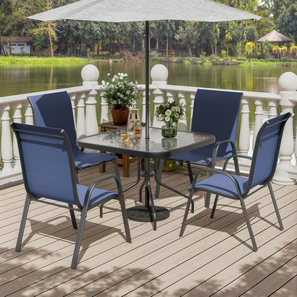 UDPATIO Patio Chairs Set of 4, Stackable Outdoor Dining Chairs with High Back, Breathable Textilene Fabric Outdoor Chair All Weather, 350LBS Capacity for Garden, Backyard (Blue)