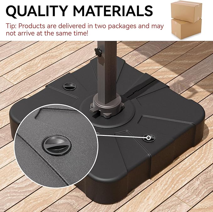 9x12 FT Patio Umbrella with base, Large Cantilever Rectangular Double Top Heavy Duty Offset Umbrellas with 360° Rotation, Outdoor shade for Garden Deck Pool, Gray