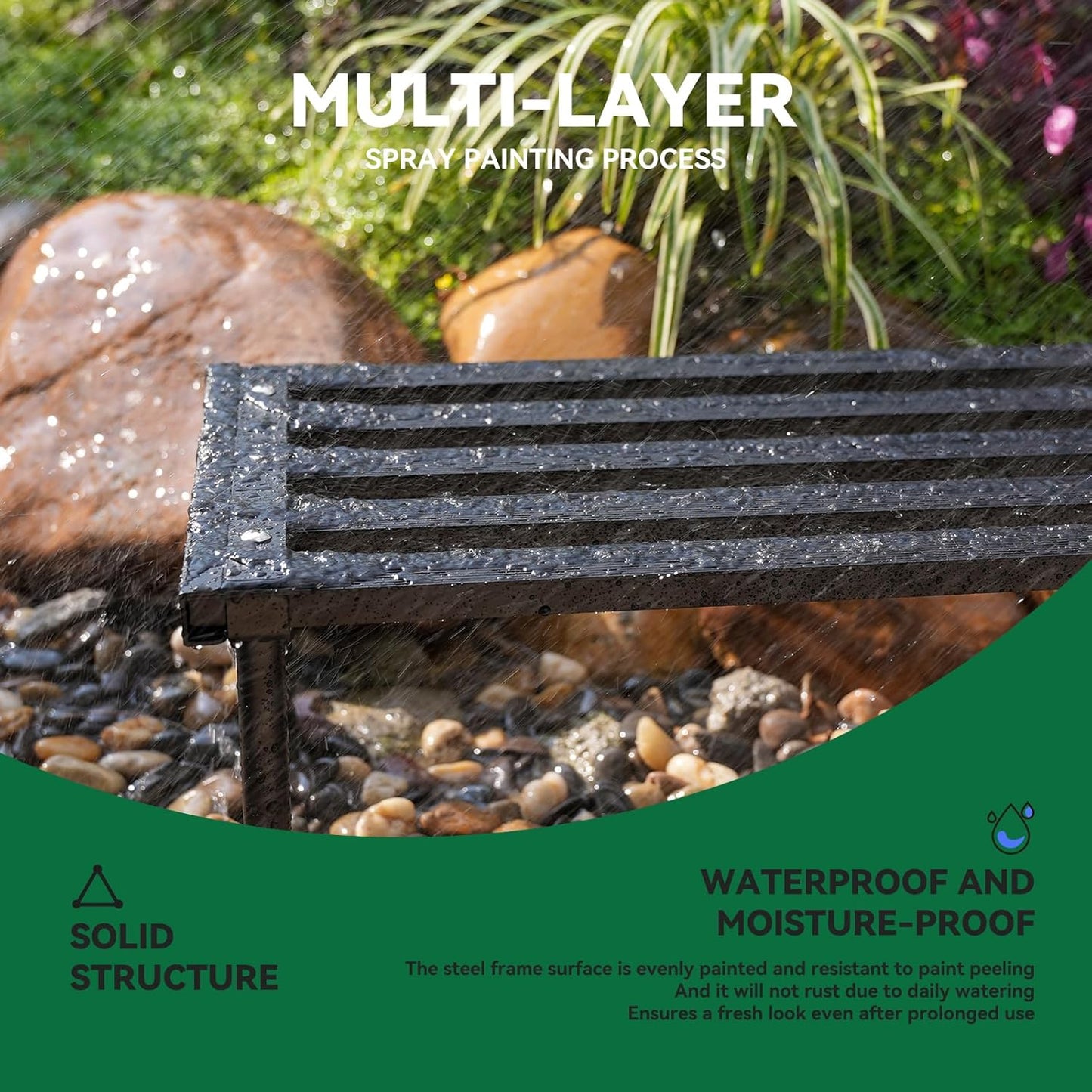 Metal Plant Stand, Rust-proof Aluminum Display Rack, Plants Display Stands Decoration Racks for Living Room Garden Balcony Patio (Black, 31.5Inch Low)