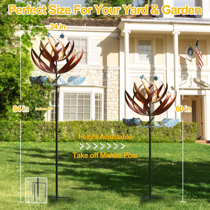 LimeHill Wind Spinner for Yard and Garden - Large Metal Kinetic Wind Sculptures for Outdoor Decorations (24 X 84 Inches)