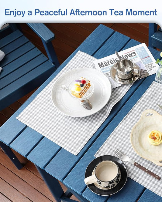 QUASCO Outdoor Adirondack Bar Chairs and Table Set of 5, HDPE Patio Bar Height Table and 4 Adirondack Chairs, All Weather Outdoor Bar Stools Set for Bistro, Poolside, Balcony, Navy