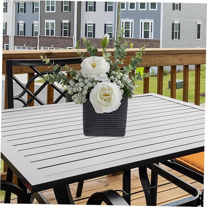 Creative Nordic Style Cement Flowerpot with Drainage Succulent Planter for Indoor Home Office Decor Modern Straight-Edged Geometric Design Container