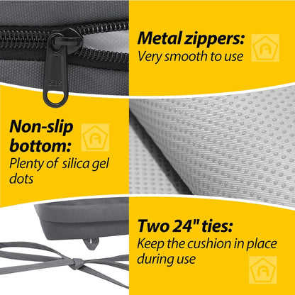 AAAAAcessories Outdoor Seat Cushions for Chairs, Waterproof, Fade-Resistant Patio Furniture Replacement Cushions, 18" x 18" x 2", Set of 2, Dark Gray