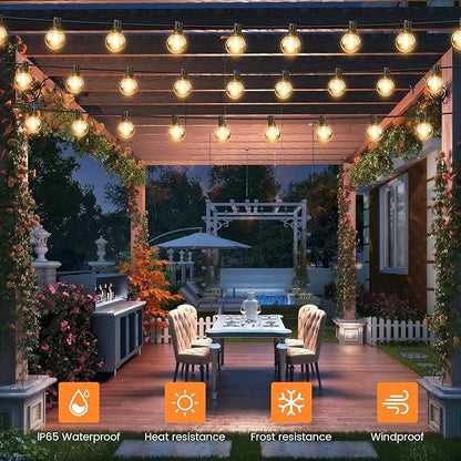 OHLUX 60FT Solar Globe String Lights Outdoor, Shatterproof Solar Patio Lights with Remote, 27 Dimmable G40 LED Filament Bulbs, 2200K Soft Warm White Edison Hanging Light for Outside Backyard Deck