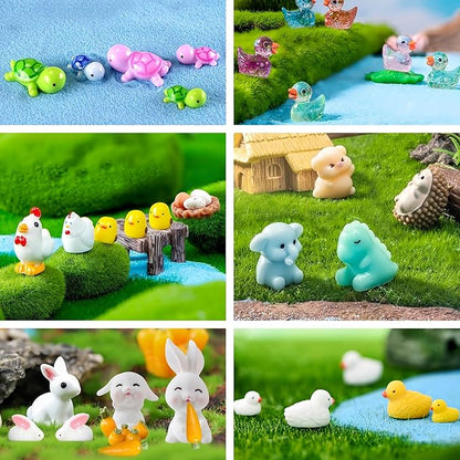 100pcs Various Mini Resin Animals Figurines Miniature Figures Ornament Fairy Garden Accessories Micro Landscape Dollhouse Aquarium Bonsai Tiny Crafts Decor