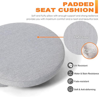 NUU GARDEN Bistro Set 3 Piece Outdoor All Weather Cast Aluminum Patio Bistro Set Patio Table and Chairs Set of 2 with Umbrella Hole and Gray Cushions for Backyard, Balcony, Lawn, Black