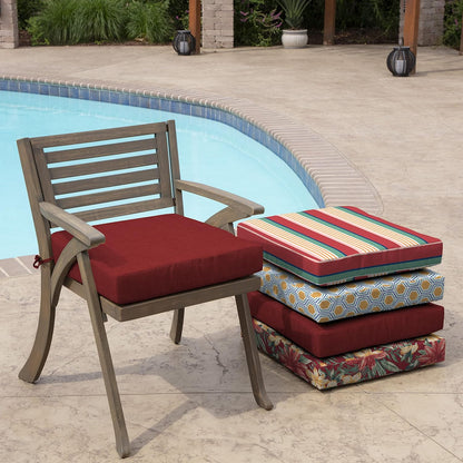 Arden Seat Cushion, 21 x 21, Rain-Proof, Fade Resistant, Cushion for Patio Dining, Adirondack, and Outdoor Chairs Ruby Red Leala