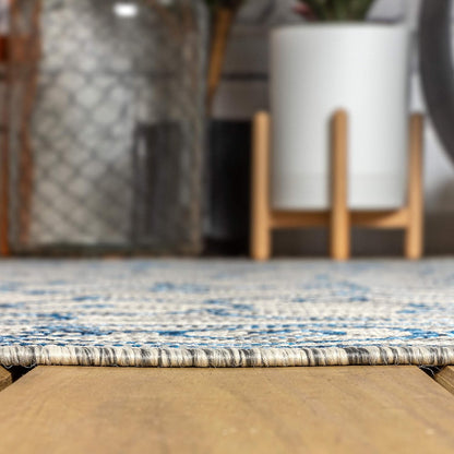 JONATHAN Y SMB106C-9R Charleston Vintage Filigree Textured Weave Gray/Navy 9' Round Indoor/Outdoor Area Rug, Pet Friendly, Non-Shedding, Stain Resistant, Easy-Cleaning for Backyard, Patio, Porch