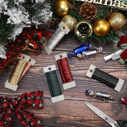 6 Rolls 112 Yards Floral Flexible Paddle Wire Floral Bind Wire for Crafts, Christmas Garland and Flower Arrangements DIY Craft, Christmas Holiday Decoration(Green Red Silver Gold Black Rose Gold)