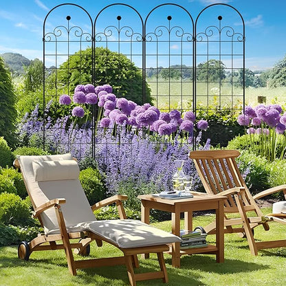 4 Pack Metal Garden Trellis 86.7" H Garden Fence Rustproof Trellis for Climbing Plants Support Roses Flower Outdoor Lawn, Black Galvanized Tube
