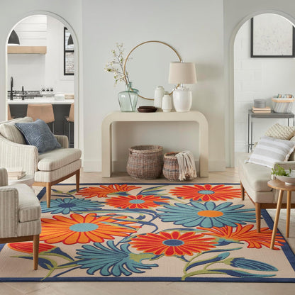 Nourison Home Aloha Indoor/Outdoor Multicolor 9' x 12' Area Rug, Easy Cleaning, Non Shedding, Bed Room, Living Room, Dining Room, Kitchen (9x12)