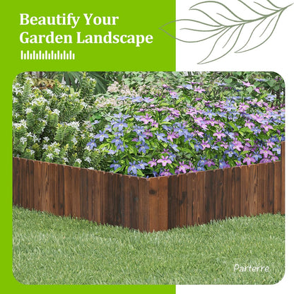 Wooden Garden Edging Border Wood Garden Fence Wooden Landscape Edging Decorative No-Dig Garden Edging Landscaping Lawn Edging Fence-7.87”H x48”L (2PACK, 8FT Total Length)