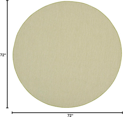 Nourison Home Courtyard Indoor/Outdoor Ivory Green 6' x Round Area Rug, Easy Cleaning, Non Shedding, Bed Room, Living Room, Dining Room, Backyard, Deck, Patio (6 Round)