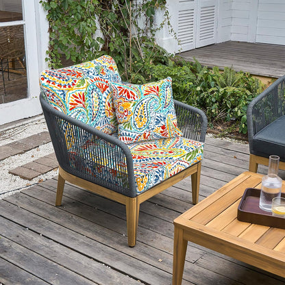 LVTXIII Outdoor Deep Seat Cushion 24"x24"x4" Patio Seat and Back Cushion Set Seasonal Chair Cushion for Dining Arm Chairs, Wicker Chairs and Garden Furniture Decoration, Paisley Multi