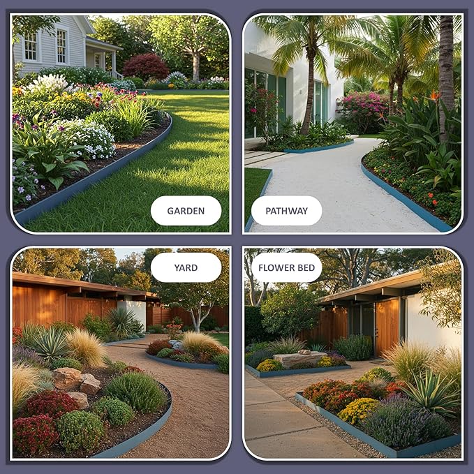 6 Pack Metal Landscape Edging- 40" L x 8" H (20ft Total) Lawn Edging, Garden Border Edging, Metal Edging for Landscaping with Gloves (Gray-Blue)