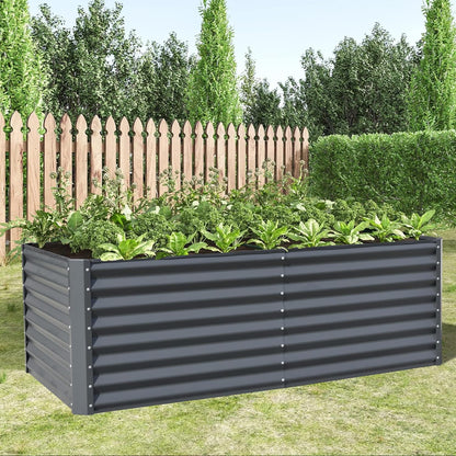Domi Galvanized Raised Garden Bed, Outdoor Planter Garden Boxes Large Metal Planter Box for Gardening Vegetables Fruits Flowers, Dark Grey (6x3x2ft)