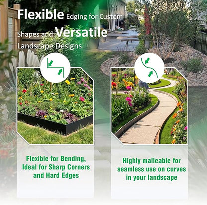 20ft (6-Pack) Cor-Ten Steel Landscape Edging – 40" x 8" Flexible Pre-Applied Rust Patina Garden Border