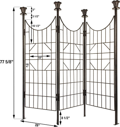 H Potter Large Iron Garden Trellis for Climbing Plants Patio Screen Deck Privacy Fence