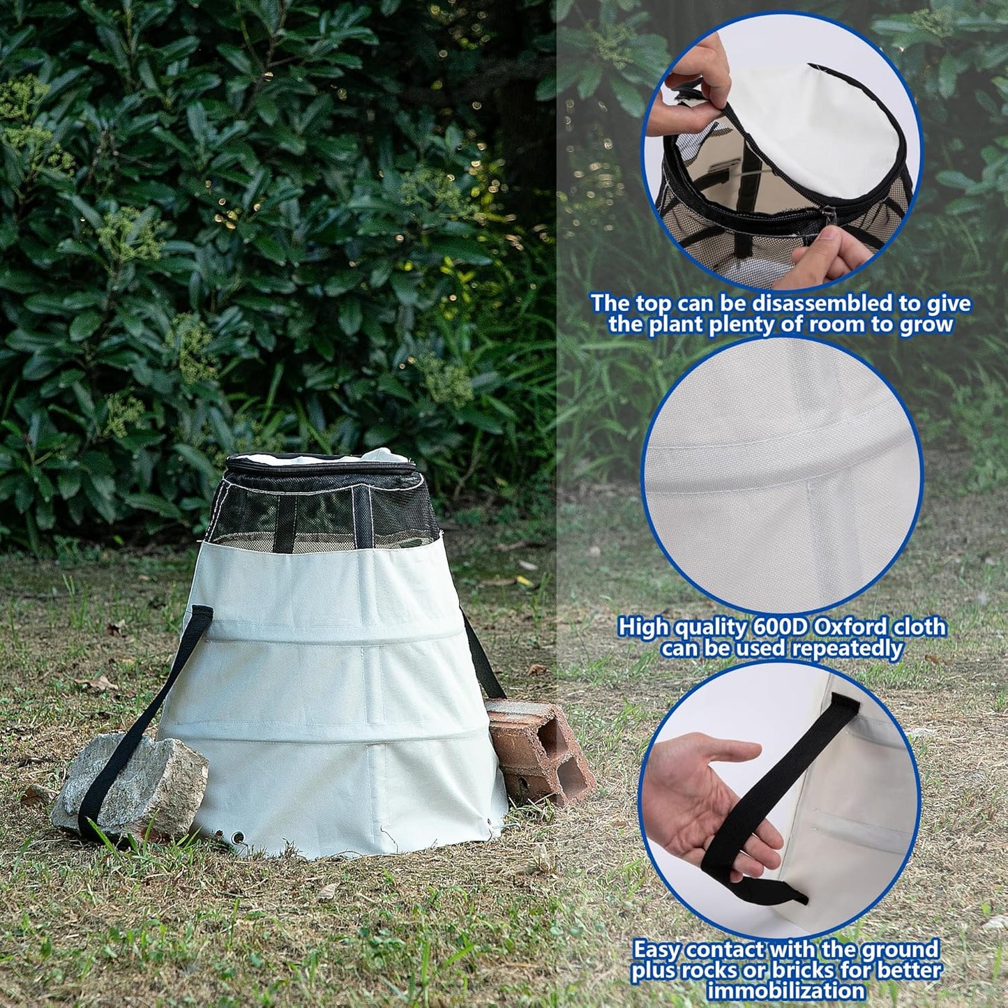 2 Pcs Winter Rose Protective Cover, 600D Winter Rose Cones Protection with Stakes, Reusable Freeze Protection Roses Collar for Protecting Outdoor Plants from Wind Frost Animal Eating