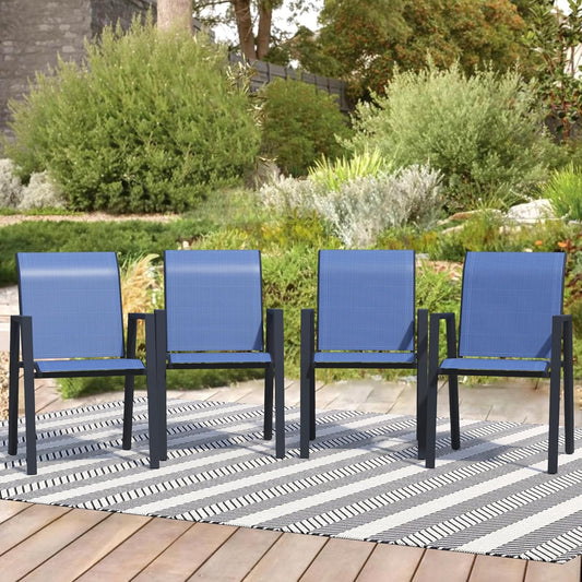Outdoor Patio Chairs Set of 4, Blue Stackable Outdoor Chairs, Lightweight Patio Set with High Back, Metal Dining Chair for Lawn, Garden, Yard and Deck