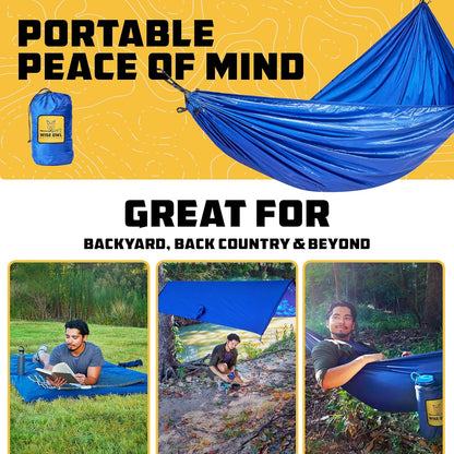 Wise Owl Outfitters Camping Hammock – 500lbs Portable Hammock with Tree Straps - Travel, Backpacking, Hiking, Outdoors Camping Gear - Single or Double