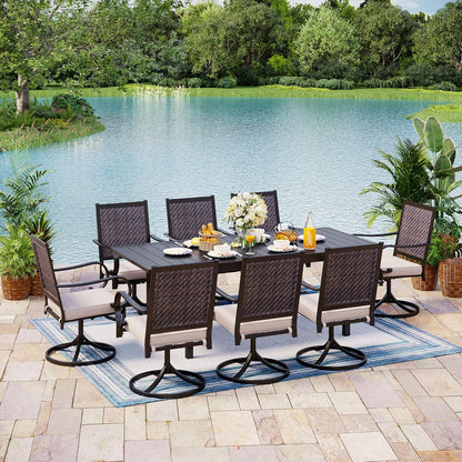 Outdoor Patio Dining Table for 6, 60" x 35" Rectangular Metal Patio Dining Table with Umbrella Hole for Garden, Backyard and Porch