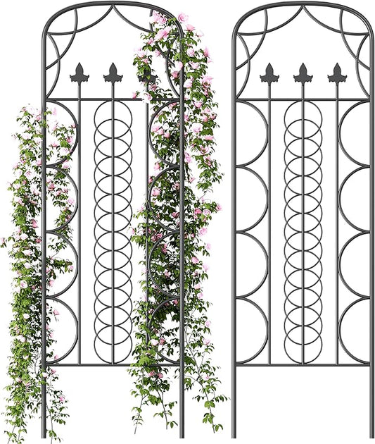 Idzo 71 in. Decorative Metal Trellis for Climbing Plants Outdoor, Heavy-Duty Steel Garden Trellis with Durable Powder Coating, Black