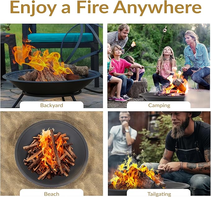 Sunnydaze Outdoor Fire Pit Bowl Replacement Insert for DIY Ring or Existing Stand - Wood-Burning Fire Bowl for Outside - 23-Inch