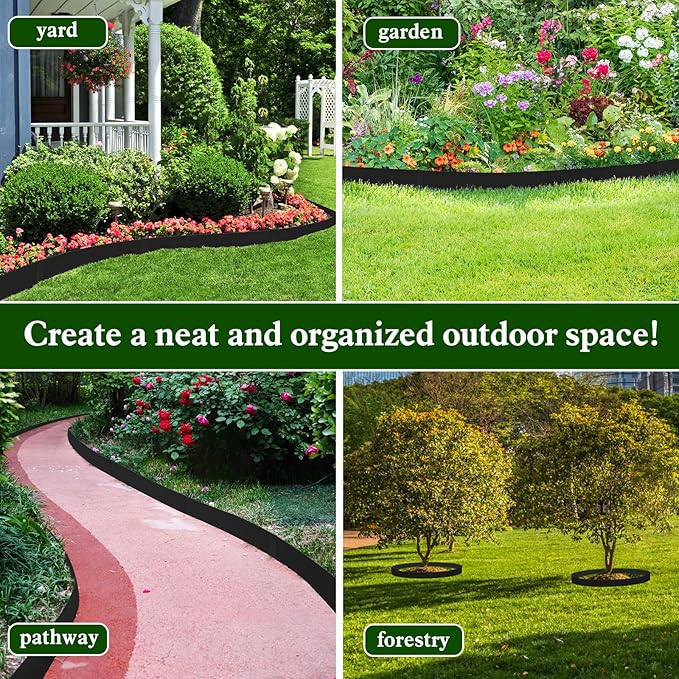 Metal Landscape Edging 6 Pack 40" L x 6" H (20 FT Total),Galvanized Metal Garden Edging, Hammer-in,Flexible,and Easy-to-Install for Lawns,Garden and Yards,Black