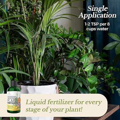 Professional Liquid Indoor Plant Fertilizer | 3-1-2 Concentrate for Plants and Flowers | Multi-Purpose Blend & Gardening Supplies | 8 oz Bottle