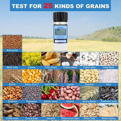 Grain Moisture Meter High Precision Grain Moisture Tester with Moisture & Temperature Display Seed Moisture Meter for 25 Grains Including Wheat, Soybean, Coffee and More