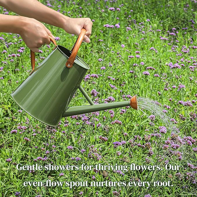 Metal Watering Can with Removable Spout, 1.5 Gallon Large Watering Cans for Plants, Galvanized Steel Gardening Water Can for Indoor & Outdoor Use, Watering Pot with Ergonomic Movable Handle
