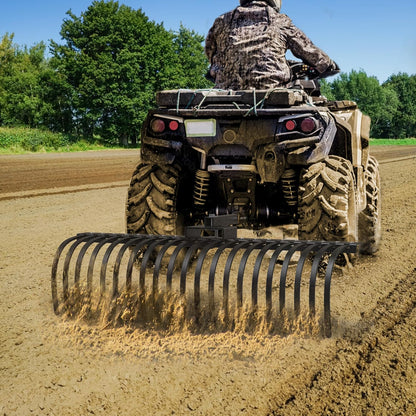YITAMOTOR 5FT Tractors Rake 21 Pine Straw Rake Fits 2" Receiver for Lawn Tractors or ATV/UTV