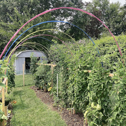 Garden Hoops Grow Tunnel, 12 Sets of 7FT Greenhouse Hoops for Raised Beds, Rust-Proof Fiberglass Frame for Garden Netting, Small Greenhouse Kit, DIY Plant Support Garden Stakes, 60 pcs