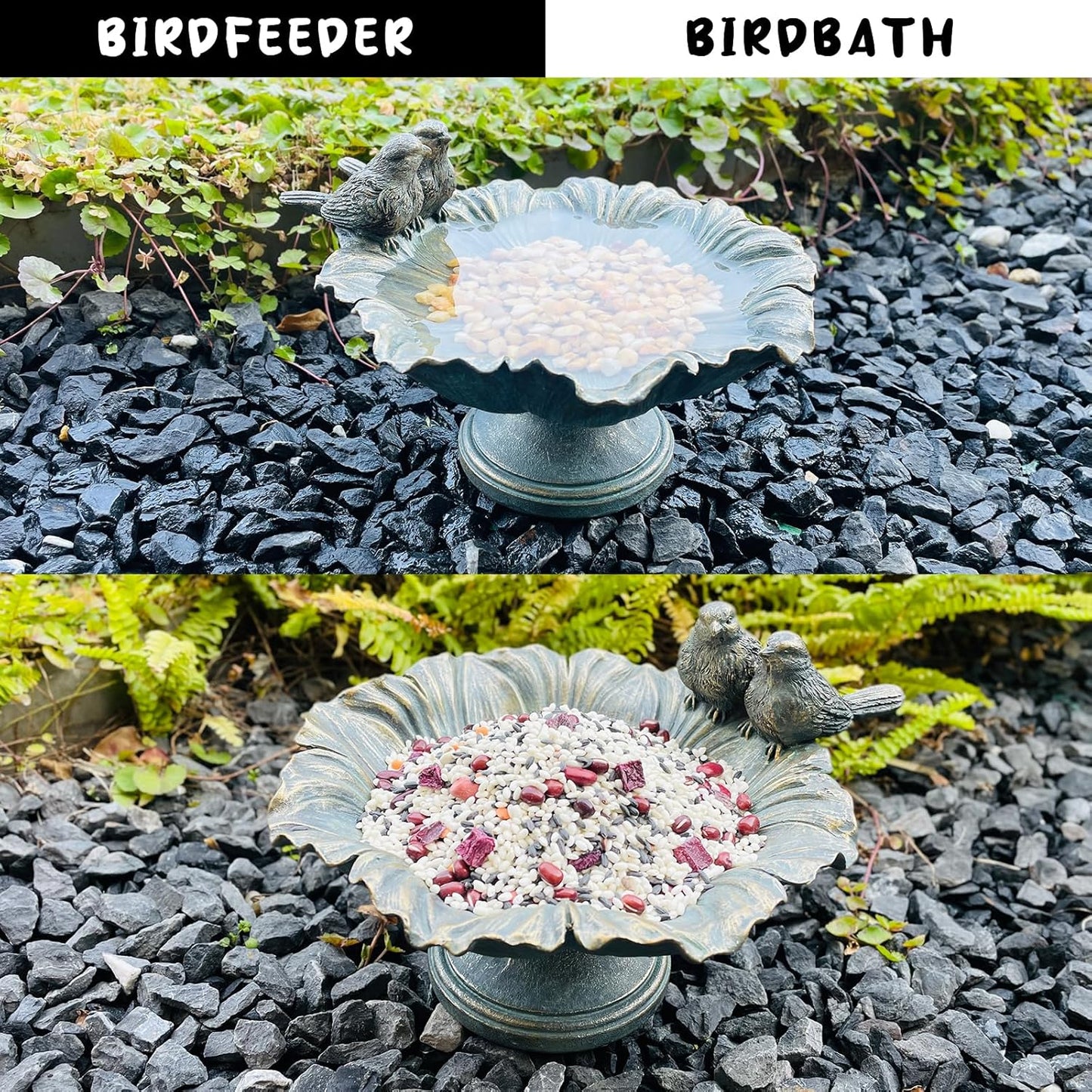 Bird Baths for Outdoors, Garden Decorations Hummingbird Feeders, Outdoor Sculpture Yard Art Large Lawn Ornament Patio Figurine Bird Feeder Resin