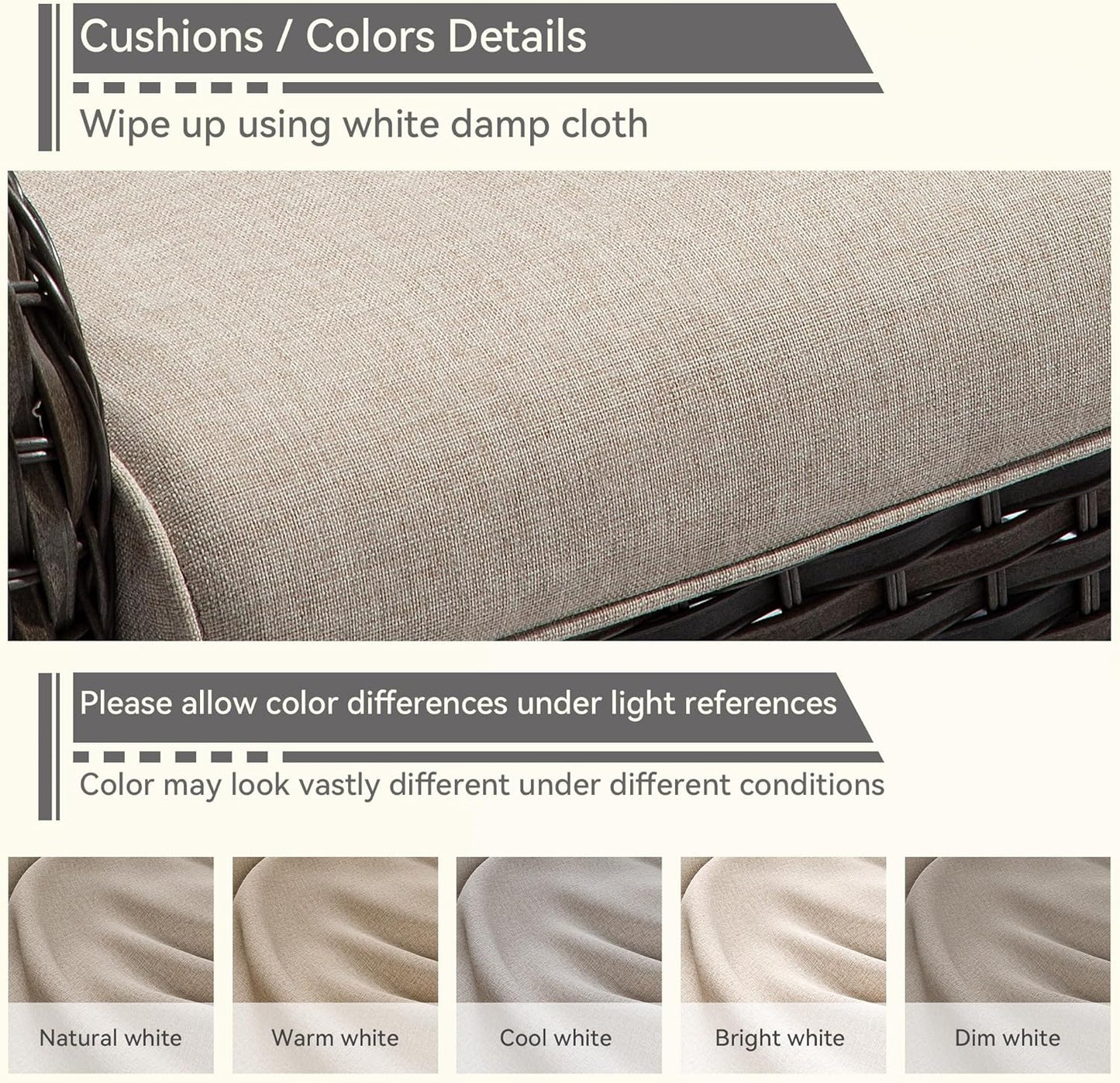 Outdoor Swivel Rocker Patio Chair - Outdoor Wicker Patio Glider Chair with Olefin Fabric Cushions Suitable for Backyard Deck and Porch, Beige