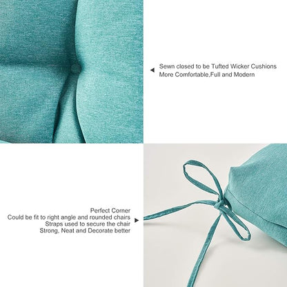 ARTPLAN All Weather Chair Outdoor Cushions Wicker Tufted Pillow with Back for Outdoor Furniture