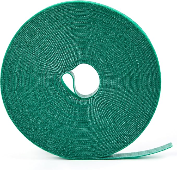 50 ft x 1/2 inch Reusable Plant Ties Roll for Indoor & Outdoor Plants, Non-Toxic Soft Garden Ties, Cut-to-Length Nylon Ties, Gentle Support for Climbing Plants, Tomato Peppers & Vines, Green