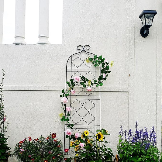 Garden Trellis for Vines and Climbing Plants Outdoor, Iron Wire Lattices Grid Panels for Potted Climbing Pergola Cucumber Tomato Rose Vegetable Flower Plant Trellises (60 * 16 Inch, Pack of 2, Black)