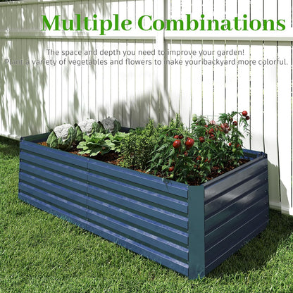 6x3x2 ft Raised Garden Bed, Large Metal Planter Raised Beds, Planters for Outdoor Plants for Vegetables, Flowers, Herbs, Fruits, and Succulents.(4 Pcs, Blue)